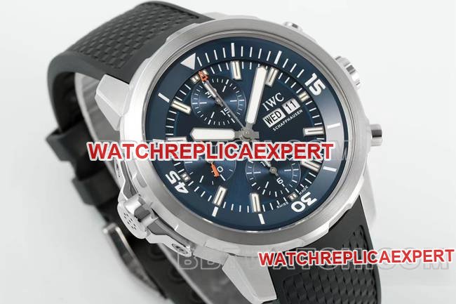 IWC Aquatimer Cousteau Tribute Chronograph by APS Factory with Sea Blue Coral Red Accents