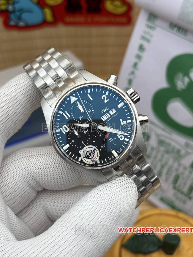Top-Tier APS Factory IW388113 Pilot Chronograph with Brushed Steel Case and Lume Markers