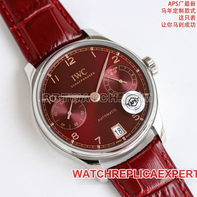 IWC Portuguese Red Dial Collectby APS: 42.3mm Steel Case with CNC-Polished Finish