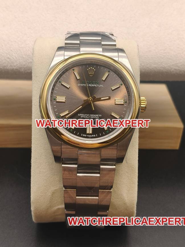 Rolex Oyster Perpetual 41 Yellow Gold Steel 134303 Top-Tier CollectWatch with Slate Gray Sunburst Dial