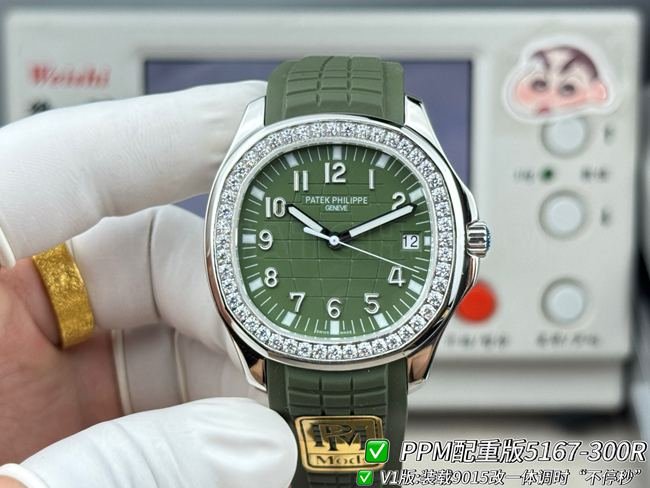 Patek Philippe PPM Factory Top-Grade CollectAquanaut 5167 Green Dial Diamond Bezel 8.2mm Thick Exact Match