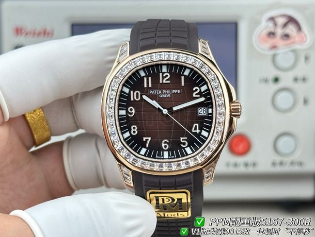 PPM Factory Best CollectPatek Philippe Aquanaut 5167 with Dark Brown Inlaid Ring, Diamond Bezel & 8.2mm Profile
