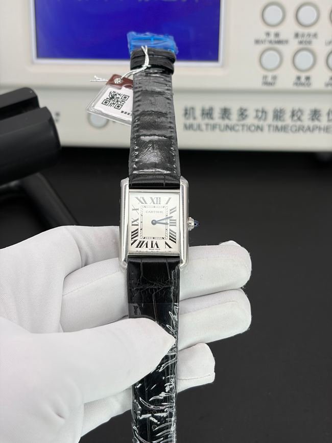 Top CollectWatch Cartier AF Factory Tank White Dial Leather Strap Square Dial Quartz Movement