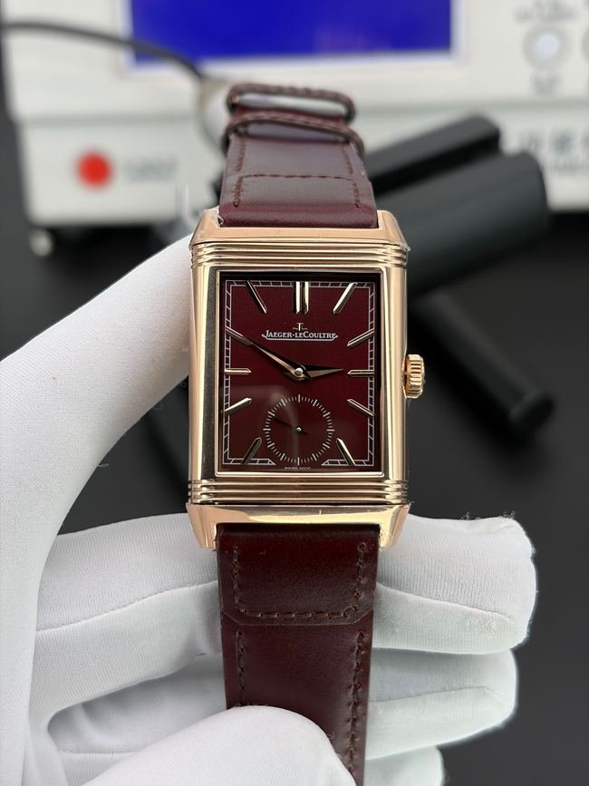 Top CollectWatch JJF Factory Jaeger-LeCoultre Jaeger-LeCoultre Double-Sided Flip Watch with Burgundy Dial, Dual Time Zone 398256J