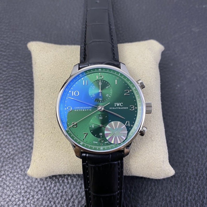YL Factory Top-Tier Replica IWC Portuguese Chronograph: Green Dial, Wanguo Green Aesthetic