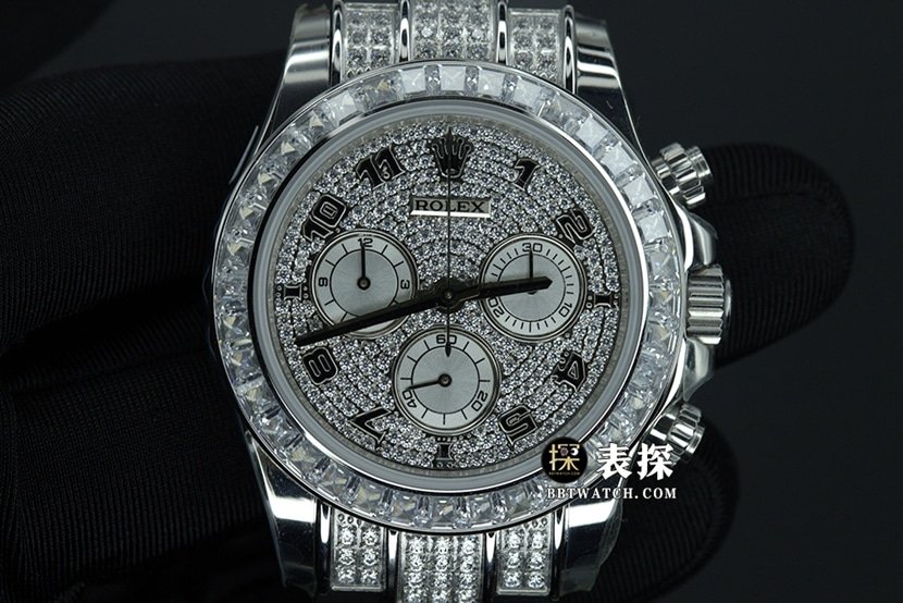 Rolex Cosmograph Daytona 116599 tbr pavé diamond dial 1:1 super clone mechanical white gold replica