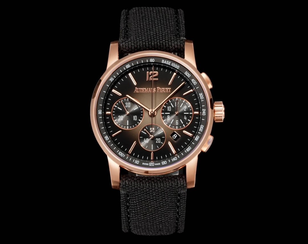 APF Audemars Piguet 26393 Réplica Super Clone 1:1 con esfera gris ahumada, bisel de oro rosa, movimiento mecánico y correa de piel — luxury replica watch guide | Watch Replica Expert