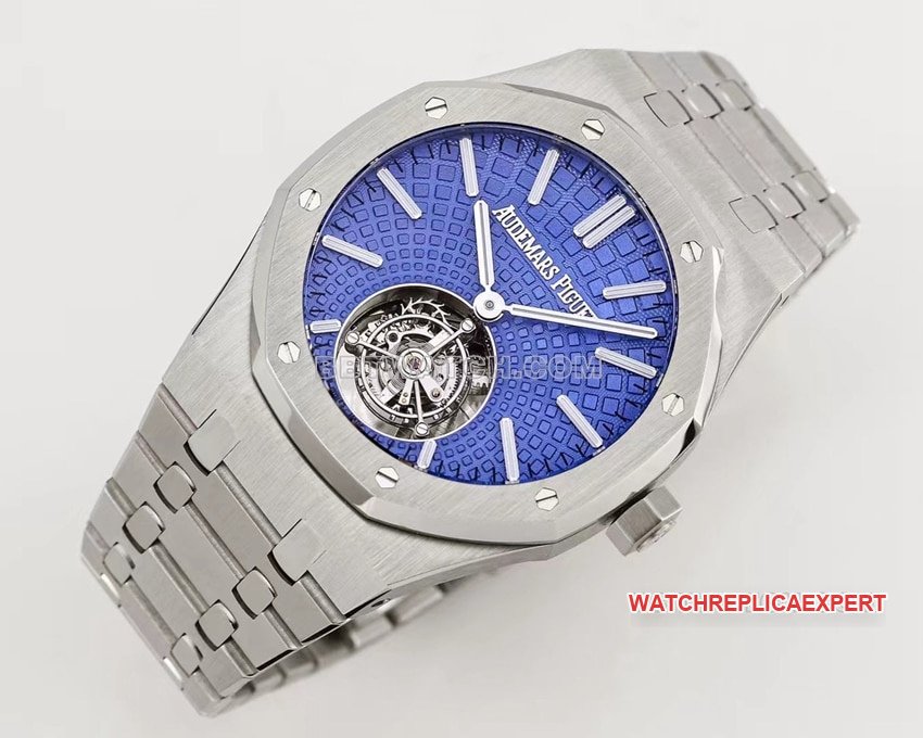 Audemars PiguetRoyal Oaktop-tier replica blue plaid plate tourbillon26530PTfront live photo