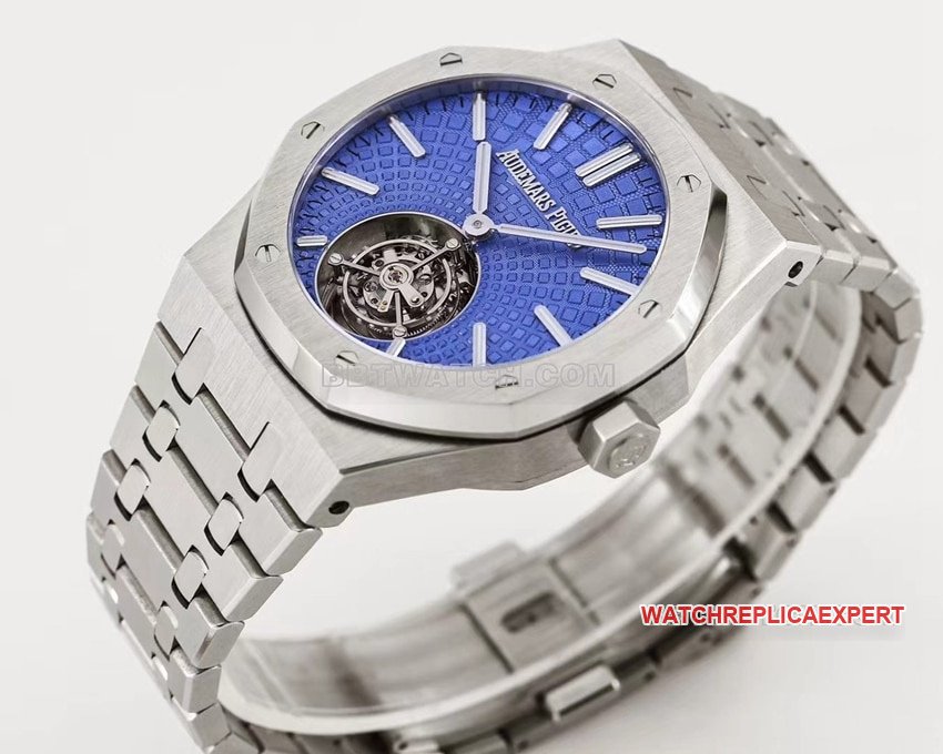 Audemars PiguetRoyal Oaktop-tier replica blue plaid plate tourbillon26530PTfront live photo