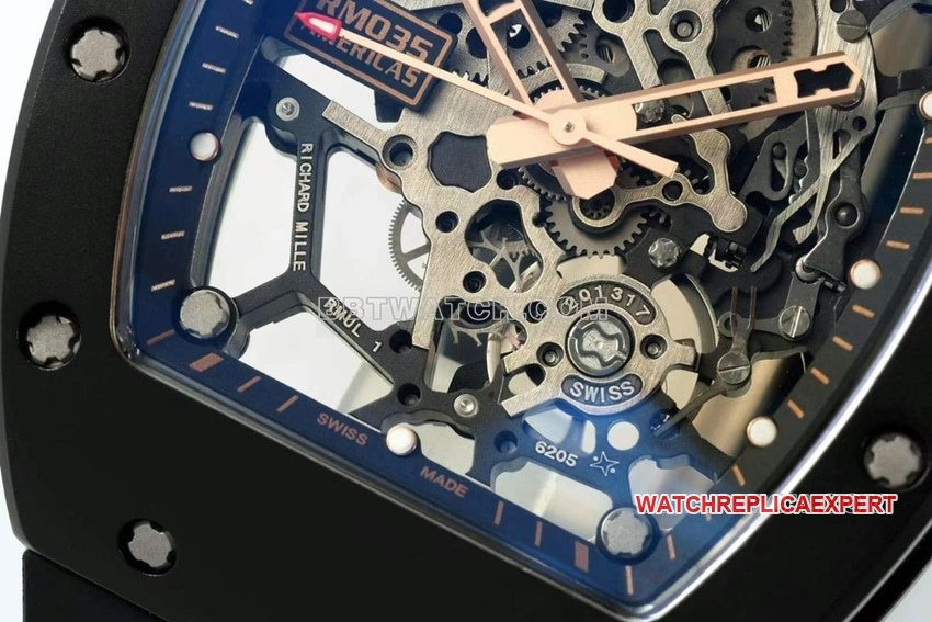 Richard Mille men's 1:1top-tier replica hollow plate yellow gold shell RM 035front live photo