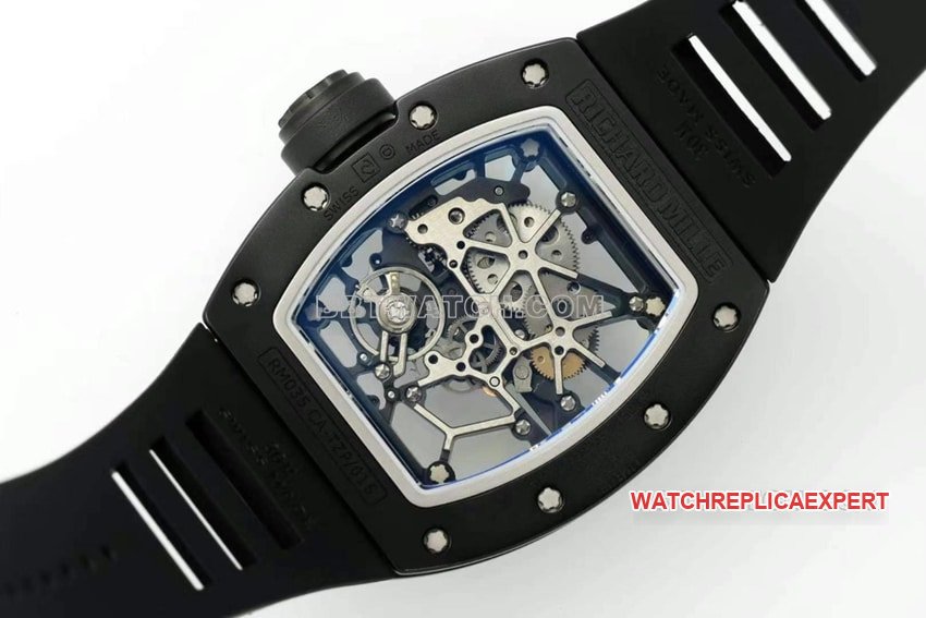 Richard Mille men's 1:1top-tier replica hollow plate yellow gold shell RM 035caseback live photo