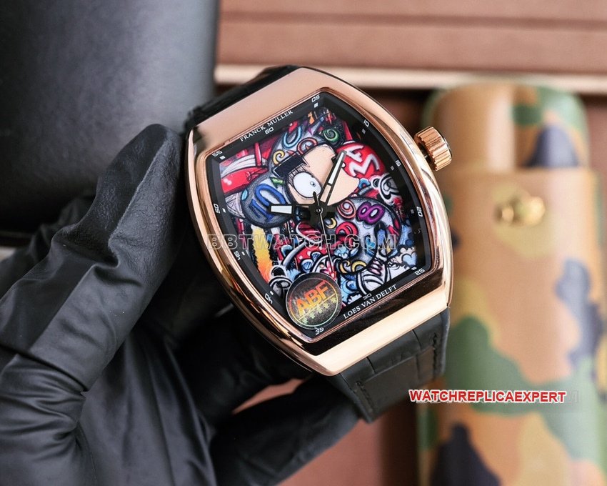 ABF Factory Famulus Super Clone Graffiti Dial Rose Gold Modelo de borracha mecânica — luxury replica watch guide | Watch Replica Expert