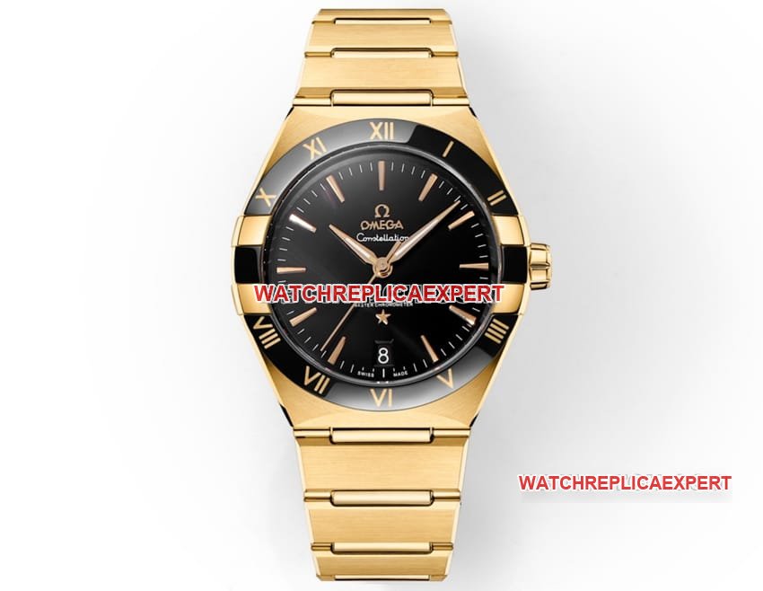 Omega V+ Factory Constellation Super A Super Clone Schwarzes Zifferblatt Roségold Mechanisches Stahlarmband 131.63.41.21.01.001 — luxury replica watch guide | Watch Replica Expert