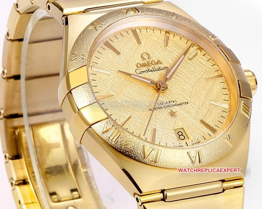 V+ Factory Omega Constellation 1:1 super clone gold plate gold 131.50.41.21.99.001front live photo