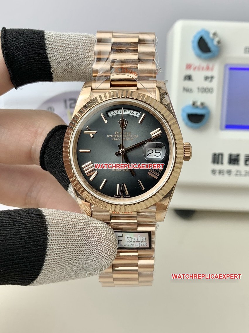 QF Factory Rolex Day-Date 1:1 Super A Fine Imitação Gradiente Ardósia Cinza Mostrador Relógio Mecânico m228235-0055 — luxury replica watch guide | Watch Replica Expert
