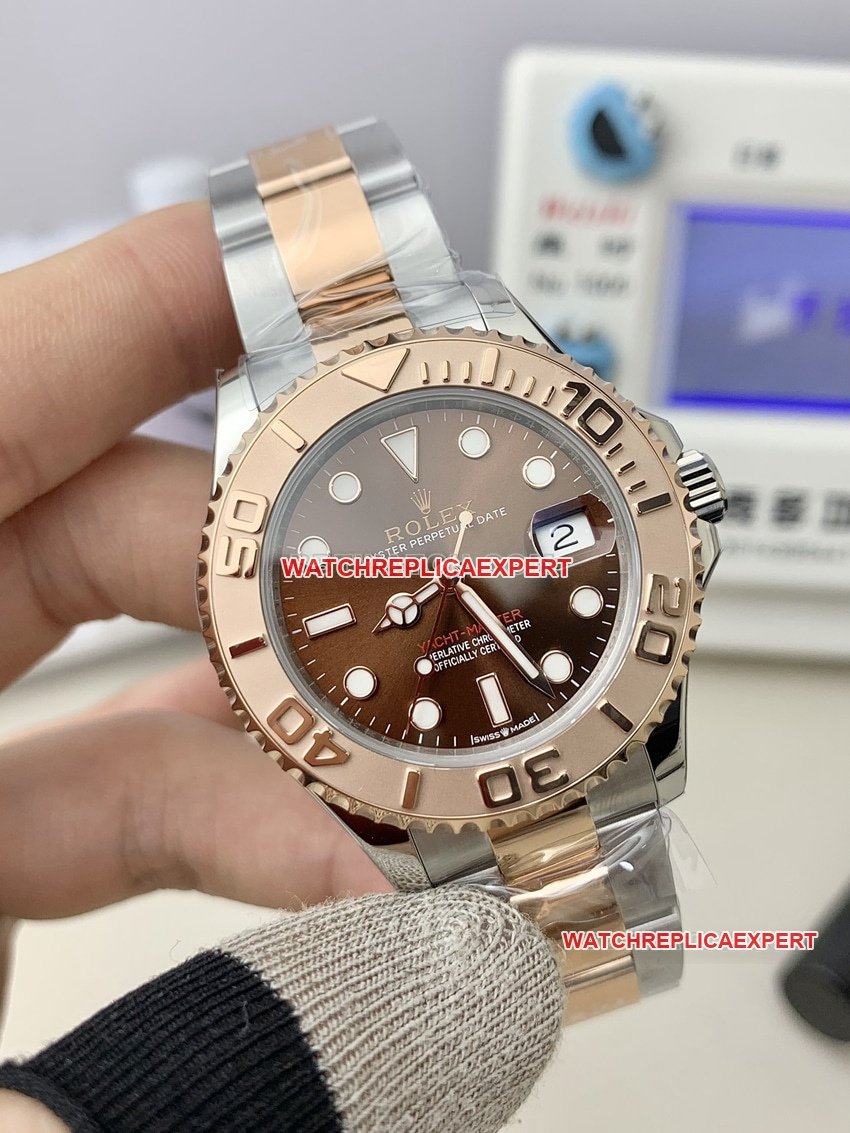 Rolex Yacht-Master 268621 C Factory Reloj mecánico súper clonado con esfera color café en oro rosa de 37 mm — luxury replica watch guide | Watch Replica Expert