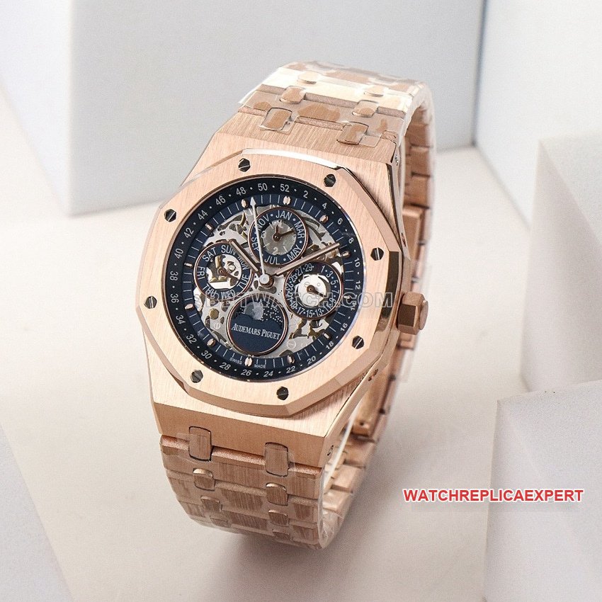 Audemars PiguetRoyal Oaktop-tier 1:1super clone black hollow plate rose goldfront live photo