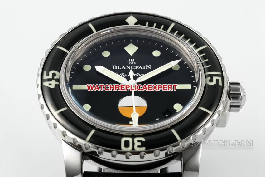 ZF FactoryBlancpain fifty fathoms super cloneblack dial humidity indicator 5008-1130-B52Afront live photo