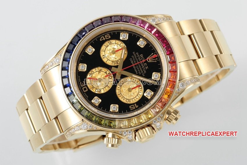 ZF factory Rolex Daytona top replica rainbow di gold 116598 RBOW front real picture