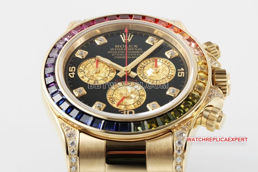 ZF factory Rolex Daytona top replica rainbow di gold 116598 RBOW front real picture