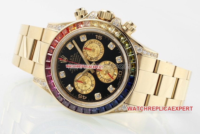 ZF factory Rolex Daytona top replica rainbow di gold 116598 RBOW front real picture