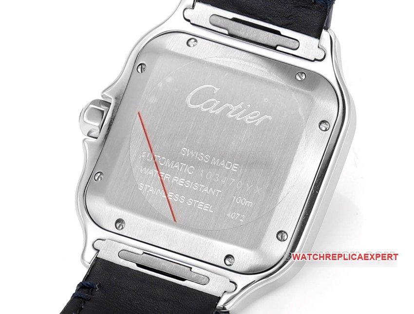 THB factory Cartier Santos top-tier replica blue white dialleather strap caseback live photo
