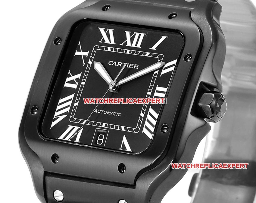 THB factory Cartier Santos top-tier 1:1high-quality replica black white dialsteel bracelet model side live photo
