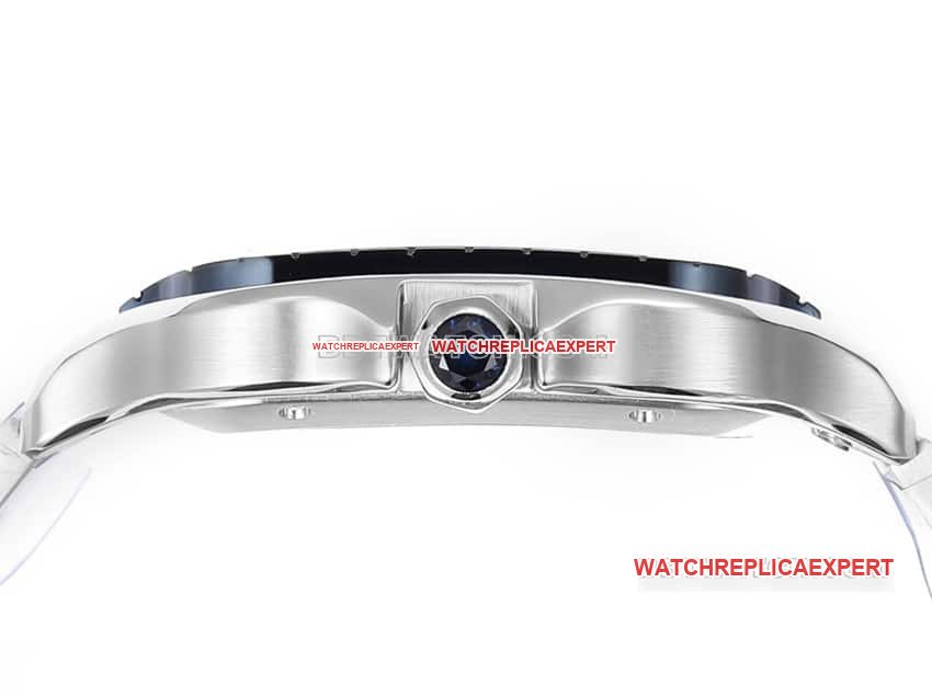 THB Factory Cartier Santos Top 1:1 Replica Blue and White Dial Steel Band Side Real Shot Images