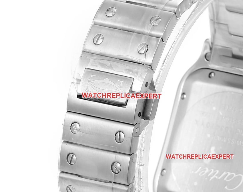 THB Factory Cartier Santos Top 1:1 Replica Blue and White Dial Steel Strap Watch Real Shot