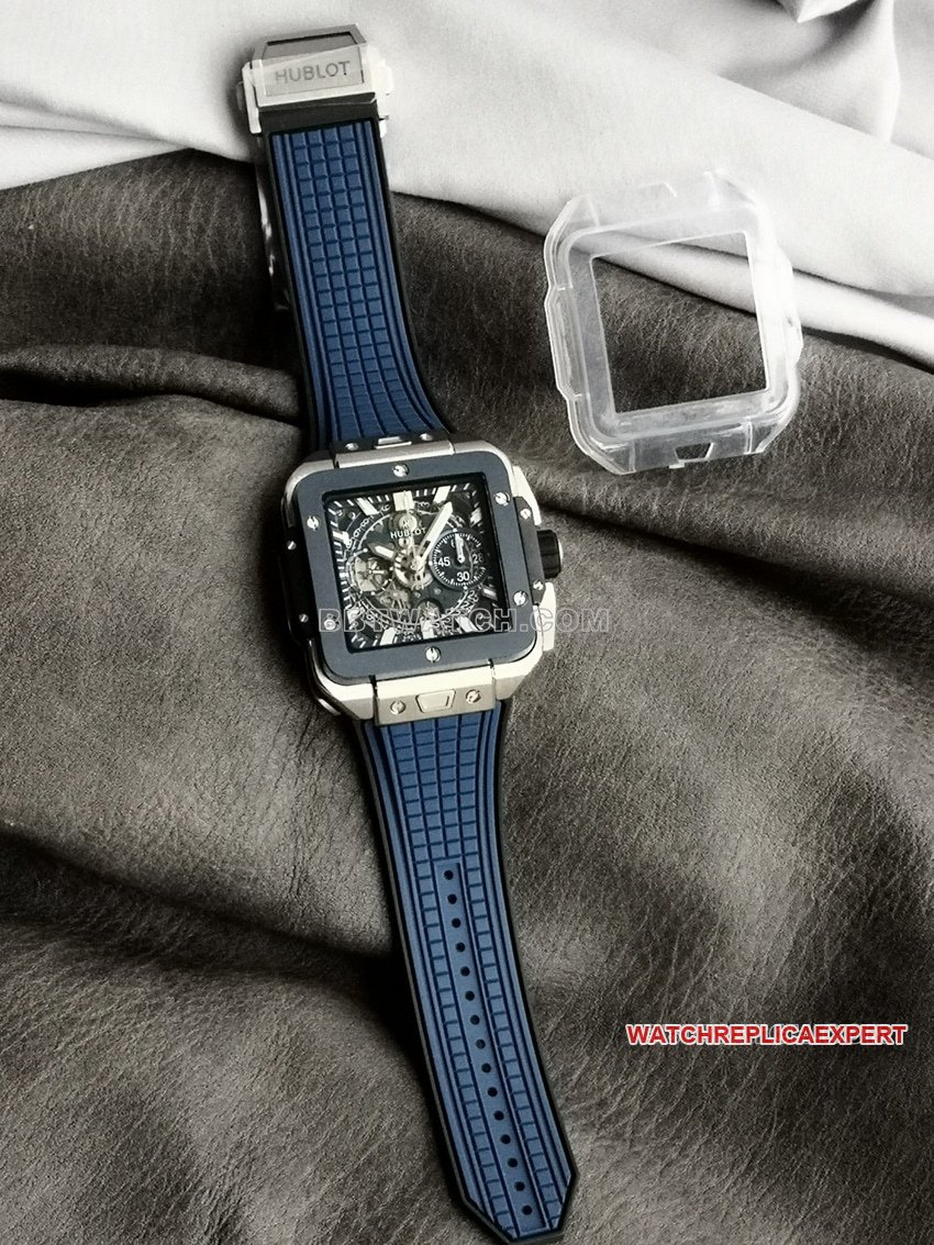 BBF Factory Hublot Super A Super Clone SQUARE BANG UNICO Mostrador Esqueletizado Azul Moldura Cerâmica Relógio Mecânico 821.NL.5170.RX — luxury replica watch guide | Watch Replica Expert