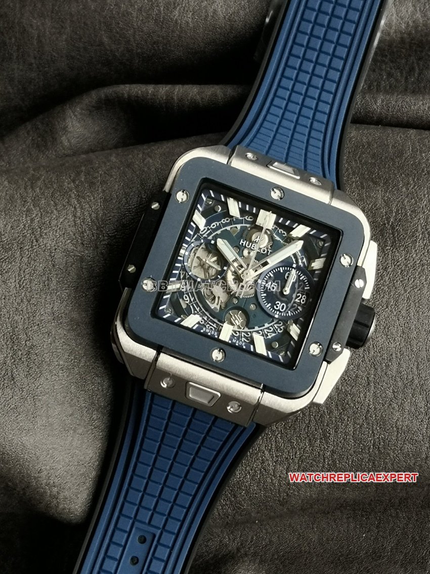 BBF factory Hublot table super clone hollow plate blue ceramic bezel821.NL.5170.RXfront live photo