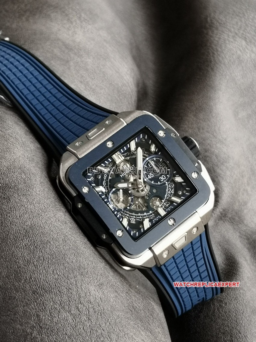 BBF factory Hublot table super clone hollow plate blue ceramic bezel821.NL.5170.RXfront live photo