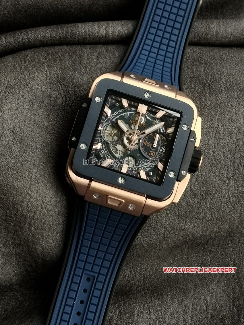 BBF factory Hublot watch top-tier 1:1high-quality replica blue ceramic bezel hollow plate Wangjin 821.OL.5180.RXfront live photo