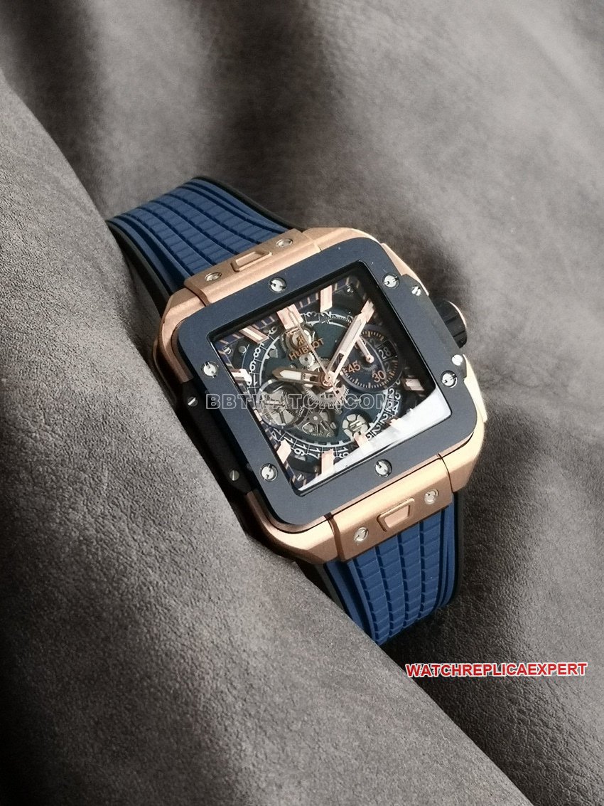 BBF factory Hublot watch top-tier 1:1high-quality replica blue ceramic bezel hollow plate Wangjin 821.OL.5180.RXfront live photo