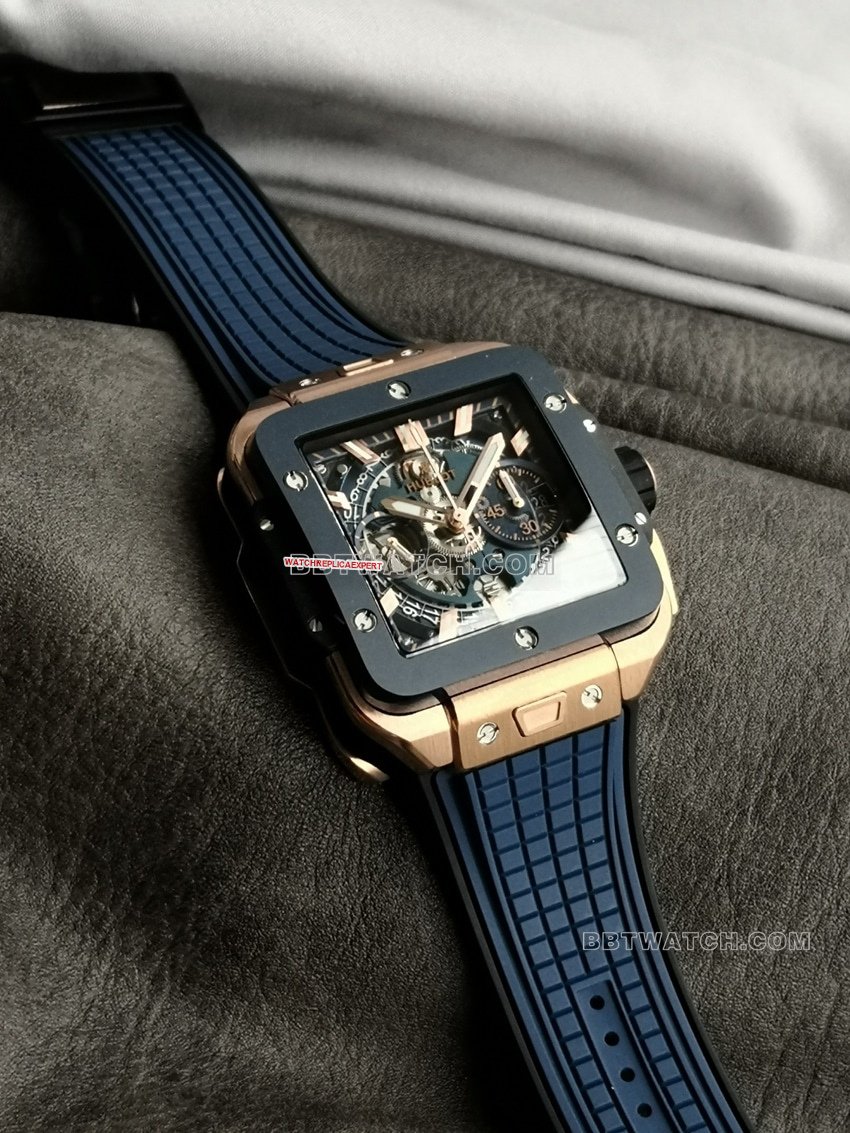 BBF factory Hublot watch top-tier 1:1high-quality replica blue ceramic bezel hollow plate Wangjin 821.OL.5180.RXfront live photo