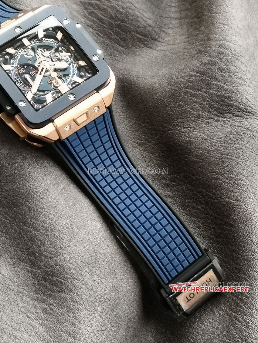 BBF factory Hublot watch top-tier 1:1high-quality replica blue ceramic bezel hollow plate Wangjin 821.OL.5180.RXbraceletlive photos