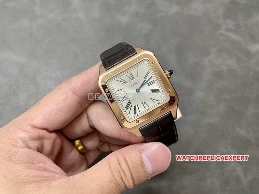 F1 factory Cartier Santos super clone gray plate rose gold large size WGSA0032 front live photo