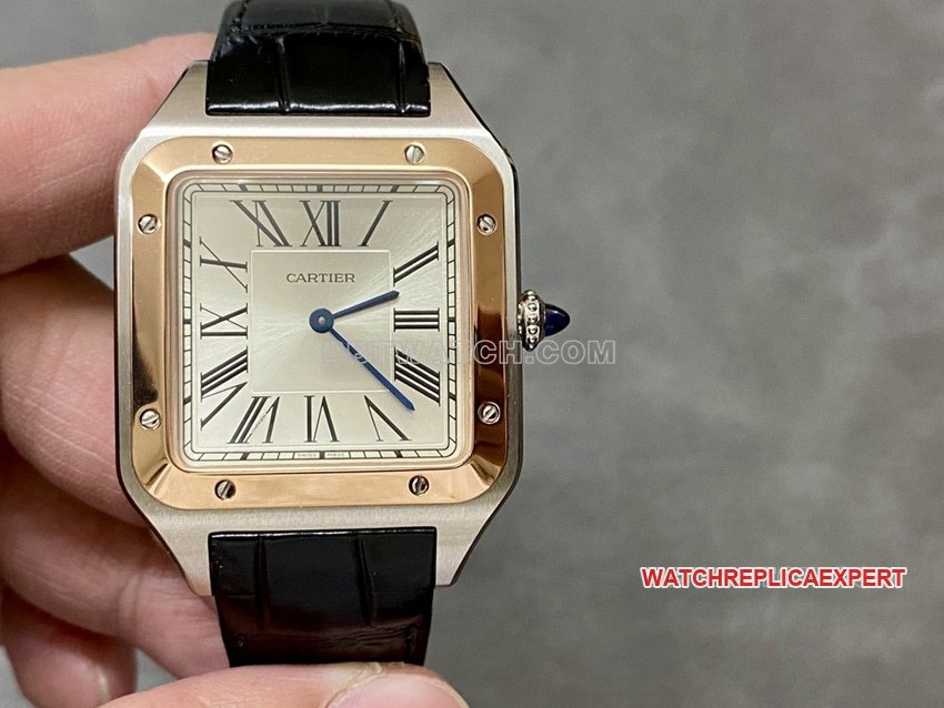 Cartier F1 Factory Santos 1:1 Super Clone Grande montre à quartz Cadran argenté Lunette en or rose W2SA0017 — detailed review and buying guide | Watch Replica Expert
