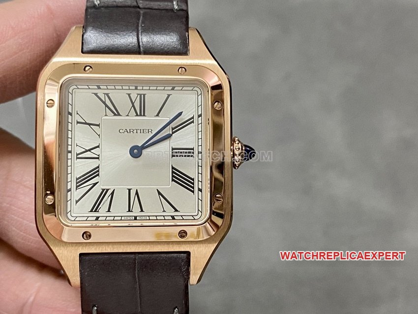 Cartier WGSA0021 F1 Factory Top-Quality 1:1 Replica Santos Medium Quartz Watch, Silver Dial Rose Gold, Perfectly Restored Classic — luxury replica watch guide | Watch Replica Expert
