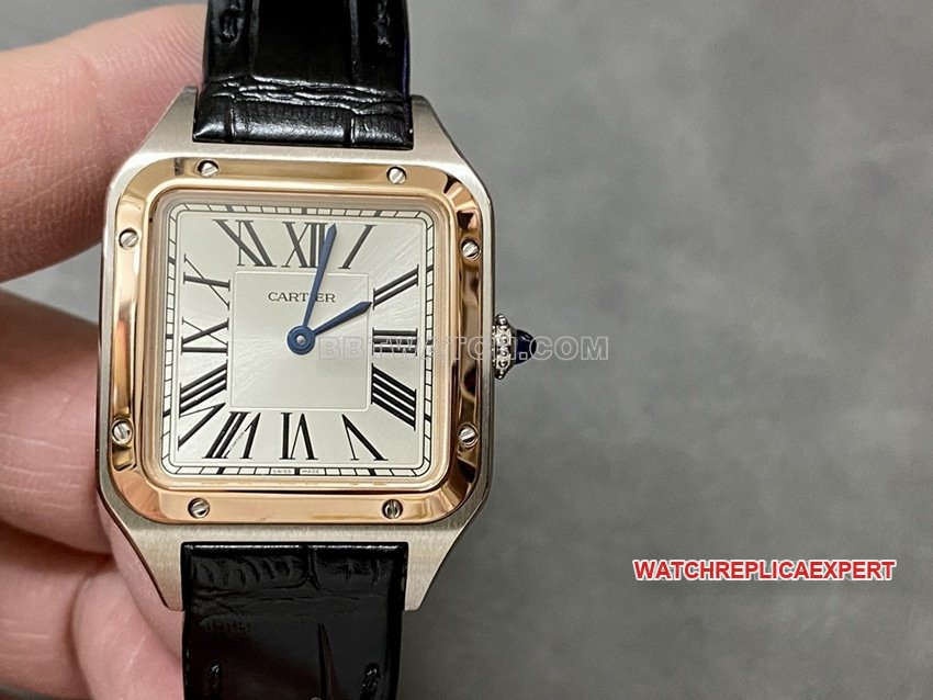 Usine F1 Cartier Santos One-to-One Super A imitation plaque argentée anneau or rose montre à quartz petite W2SA0012 — luxury replica watch guide | Watch Replica Expert