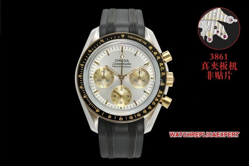Omega Speedmaster 3861 Moonwatch 42mm Cadran Intermédiaire Or Argent super clone Caoutchouc Mécanique Modèle 310.20.42.50.02.001 — luxury replica watch guide | Watch Replica Expert