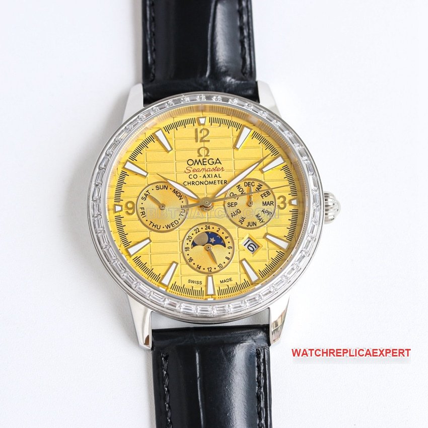 Omega Seamaster 1:1 Réplica Premium 210.30.42.20.01.022 com novo para 2024 caixa atualização botões ocultos pulseira de couro mecânico — luxury replica watch guide | Watch Replica Expert