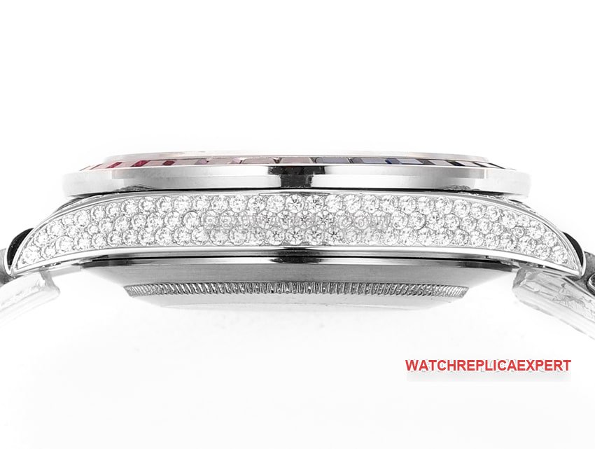 MS factory Rolex log 1:1super clone2024 new full diamond plate color Middle Eastern digital time scale side live photo