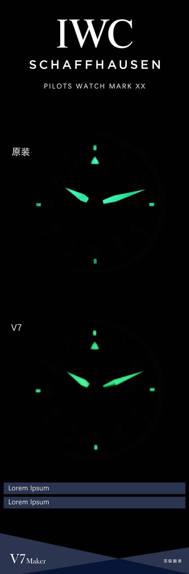 V7 Pilot IW328101 Real vs. Fake Comparison Review IWC Top Replica Watch Appearance Comparison Chart