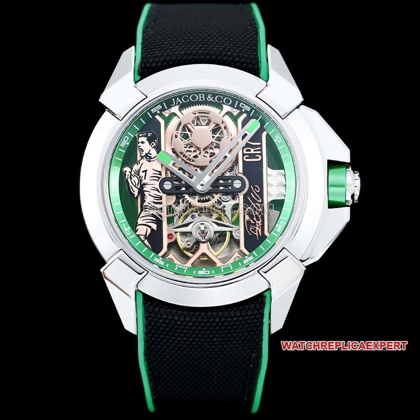 TW Factory Jacob & Co Checa Leopard X43 CR7 Edição Limitada Personalizada Réplica de Relógio Mecânico Preto e Verde — luxury replica watch guide | Watch Replica Expert