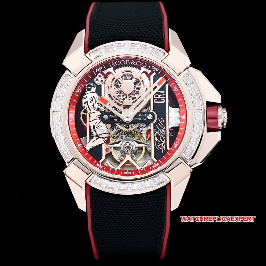 TW Factory Checa Leopard X43 CR7 Co-branded Edição Limitada Moldura de Diamante Réplica Mecânica Preta e Vermelha — luxury replica watch guide | Watch Replica Expert