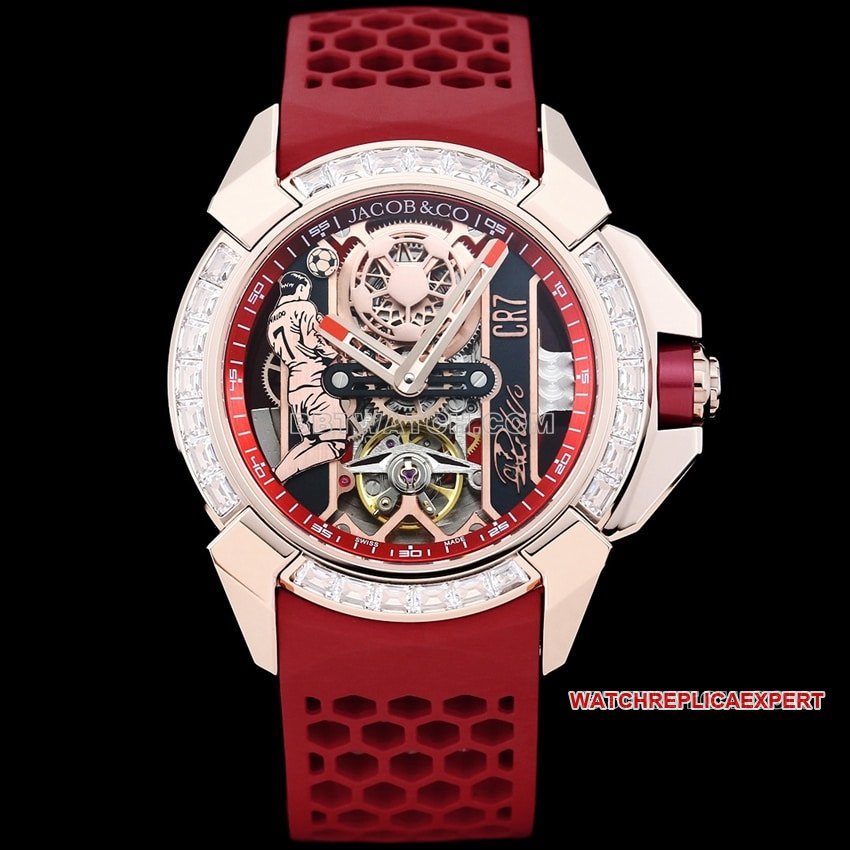 TW Factory Czech Panther Top 1:1 Réplica Cristiano Ronaldo CR7 Moldura de diamante personalizada Modelo de borracha vermelha mecânica — luxury replica watch guide | Watch Replica Expert