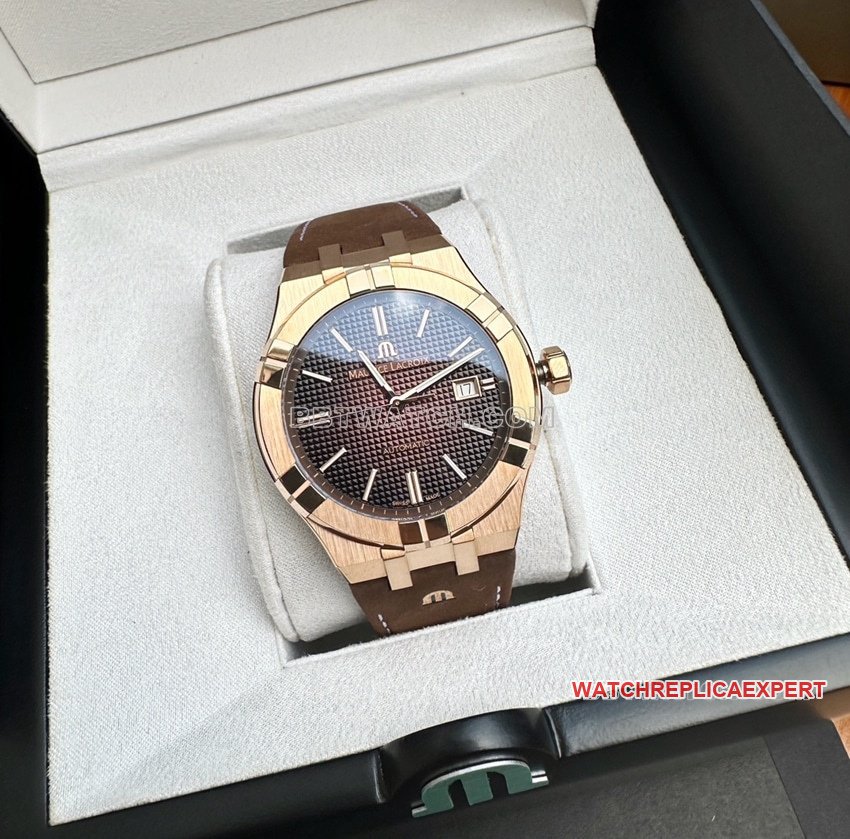 Aimei Super A Nachbildung einer dunkelbraunen AIKON-Uhr mit verziertem Paris-Zifferblatt und mechanischem Lederarmband — luxury replica watch guide | Watch Replica Expert