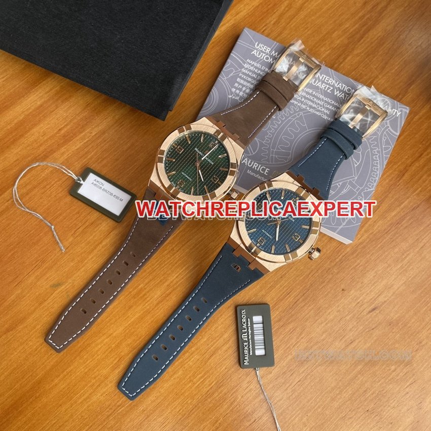 Maurice Lacroix AIKON AI6008 1:1 Nachbildung einer mechanischen Bronzeuhr mit blauem und grünem Zifferblatt — luxury replica watch guide | Watch Replica Expert