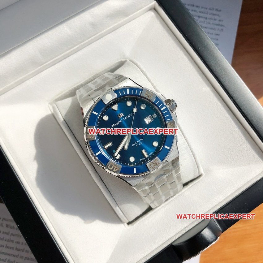 Maurice Lacroix top-tier 1:1high-quality replicablue dialsteel bracelet model AI6058front live photo